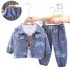 Дънков Комплект от Яке Бомбър, Блузка и Дълъг Панталон Denim Bear - 3 части
