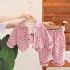 Деним Комплект с Класическа Яка и Ефектен Десен Be Happy Pink - 3 части
