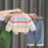 Комплект от Суитшърт с Висока Яка, Блузка и Деним Панталон Happy Color - 3 части