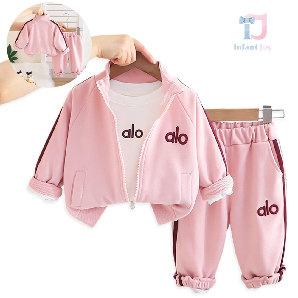 Спортен Комплект от Суитшърт с Висока Яка, Блуза и Панталон Alo Pink Pulse - 3 части