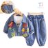 Дънков Комплект от Яке с 3Д Елементи, Блузка и Панталон Denim Prehistoric Era - 3 части
