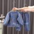 Дънков Комплект от Яке Бомбър, Блузка и Дълъг Панталон Denim Bear - 3 части