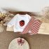 Комплект с Блузка/Суитшърт от Рипс Плетиво, Плюшена Апликация и Рипс Клин Strawberry Crème - 2 части