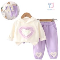 Premium Комплект със Суитшърт и 3Д Апликации Cuddly Heart Purple - 2 части