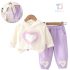 Premium Комплект със Суитшърт и 3Д Апликации Cuddly Heart Purple - 2 части