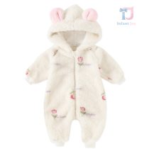Топъл , Плюшен Гащеризон с Качулка с Ушички и Ципово Закопчаване Sweet Soft Vanilla