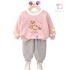 Комплект от Суитшърт с Тюлени Ръкави и Акцент Пухкави Топчета Happy Birthday Bear Pink - 2 части