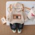 Комплект от Блузка/Суитшърт с Качулка, Аплиакця и Деним Панталон Hoodie Bears Beige - 2 части
