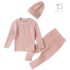 Комплект от Рипс Плетиво с Шапка Rustic Knit Pink - 3 части