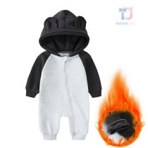 Ватиран Гащеризон с Качулка с Ушички и А-симетрично Закопчаване Cuddle Cub Black