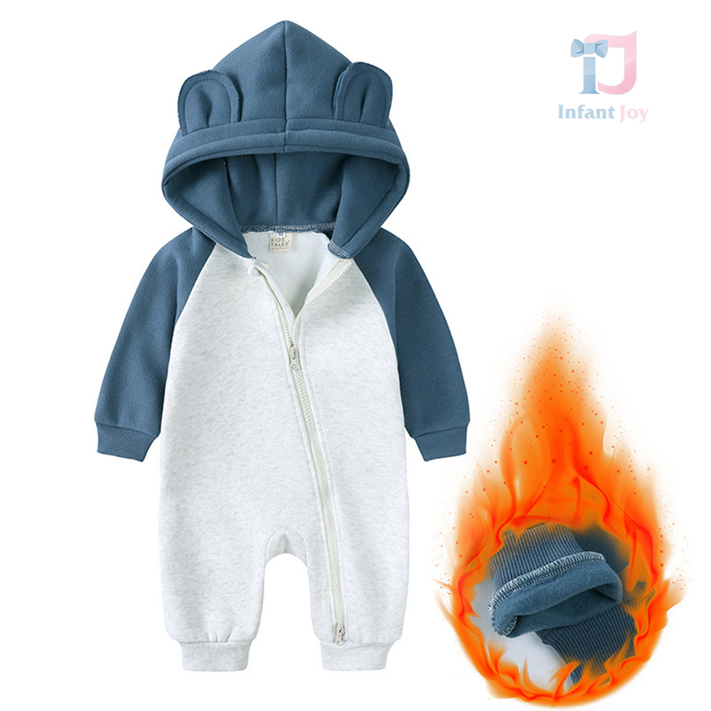 Ватиран Гащеризон с Качулка с Ушички и А-симетрично Закопчаване Cuddle Cub Blue