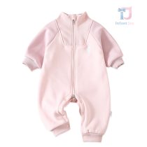 Premium Ватиран Гащеризон с Висока Яка, Цип и Мини Бродерия Luxe Polo Rider Pink