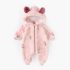 Топъл , Плюшен Гащеризон с Качулка с Ушички и Ципово Закопчаване Sweet Soft Pink