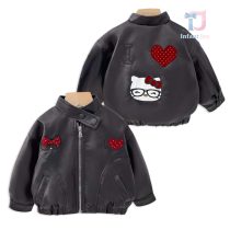 Яке от Еко Кожа с Висока Яка и 3Д Апликации Little Miss Biker