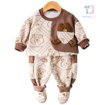 Комплект от Блузка/Суитшърт с 3Д Елемент и Панталон Choco Bear Tribe - 2 части