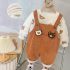 Ватиран Комплект с Джинсов Гащеризон с Кадифен Ефект и Бродерии Caramel Bears – 2 части