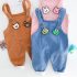 Ватиран Комплект с Джинсов Гащеризон с Кадифен Ефект и Бродерии Caramel Bears – 2 части