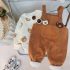 Ватиран Комплект с Джинсов Гащеризон с Кадифен Ефект и Бродерии Caramel Bears – 2 части