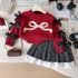 Premium Комплект от Пуловер с Множество 3Д Панделки и Плисирана Пола Chic Ribbon - 2 части