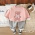 Ватиран Комплект от Блузка/Суитшърт с Апликации и Панталон Softy Bear Pink - 2 части