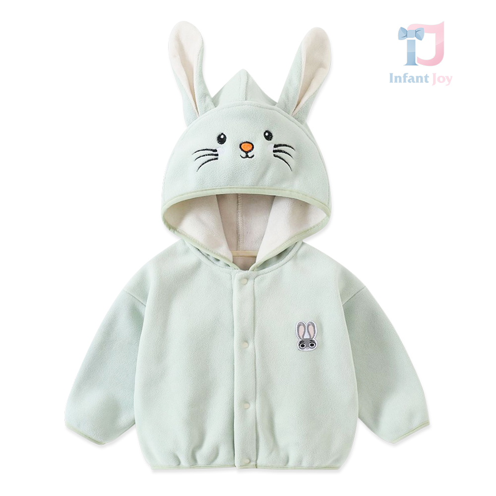 Поларен Суитшърт с Качулка, 3Д Ушички и Бродерии Sugar Bunny Mint