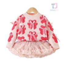 Premium Комплект от Пуловер и Пола с Богата Ту-Ту Пачка Berry Ribbon Pink - 2 части