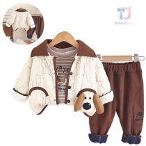 Ватиран Комплект от Шушляково Яке с Яка, Блузка/Суитшърт и Джинсов Панталон Good Pup - 3 части