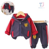 Поларен, Спортен Комплект от Суитшърт с Качулка и Панталон с 3Д Елементи Sporty Leo Blue - 2 части