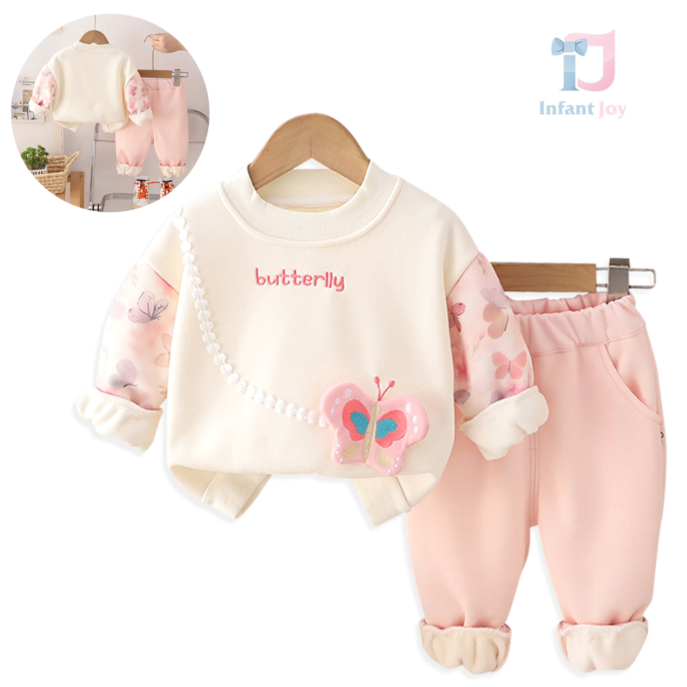 Ватиран, Спортен Комплект от Блузка/Суитшърт с 3Д Елементи и Панталон Winter Butterfly - 2 части Ватиран, Спортен Комплект от Блузка/Суитшърт с 3Д Елементи и Панталон Winter Butterfly – 2 части