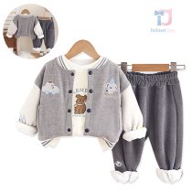 Ватиран Комплект от Яке/Бомбър с Бродерии, Блузка/Суитшърт и Джинсов Панталон Silver Paws - 3 части